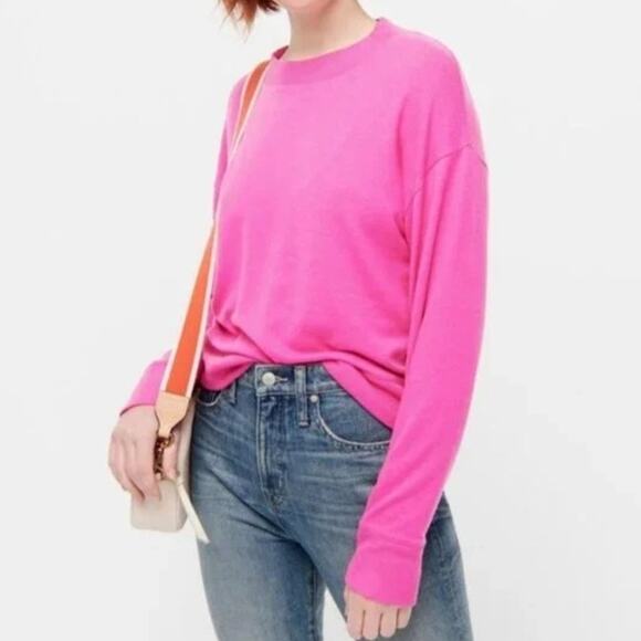 J.Crew Supercozy Mockneck Pullover Sweater Neon Flamingo Pink Soft Cozy Small - Picture 1 of 10